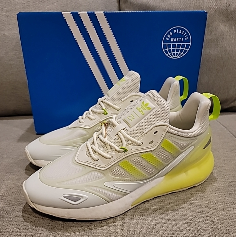 Adidas ZX 2K Boost 2.0 Shoes Men's 9.5 'White Tint/Semi Solar Lime' GZ7734